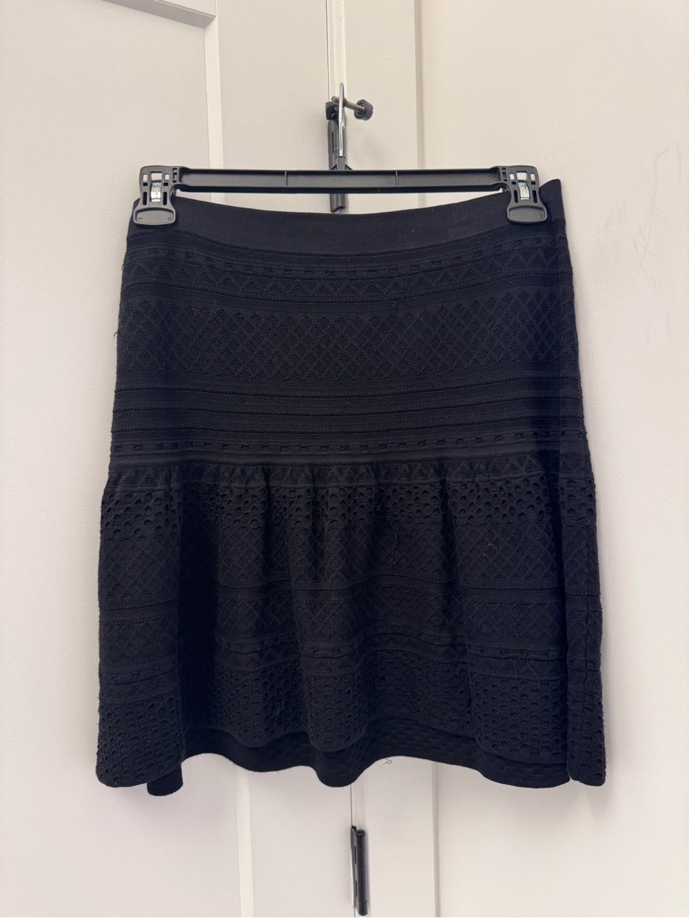 BCBGMaxAzria Black Textured Circle Skirt